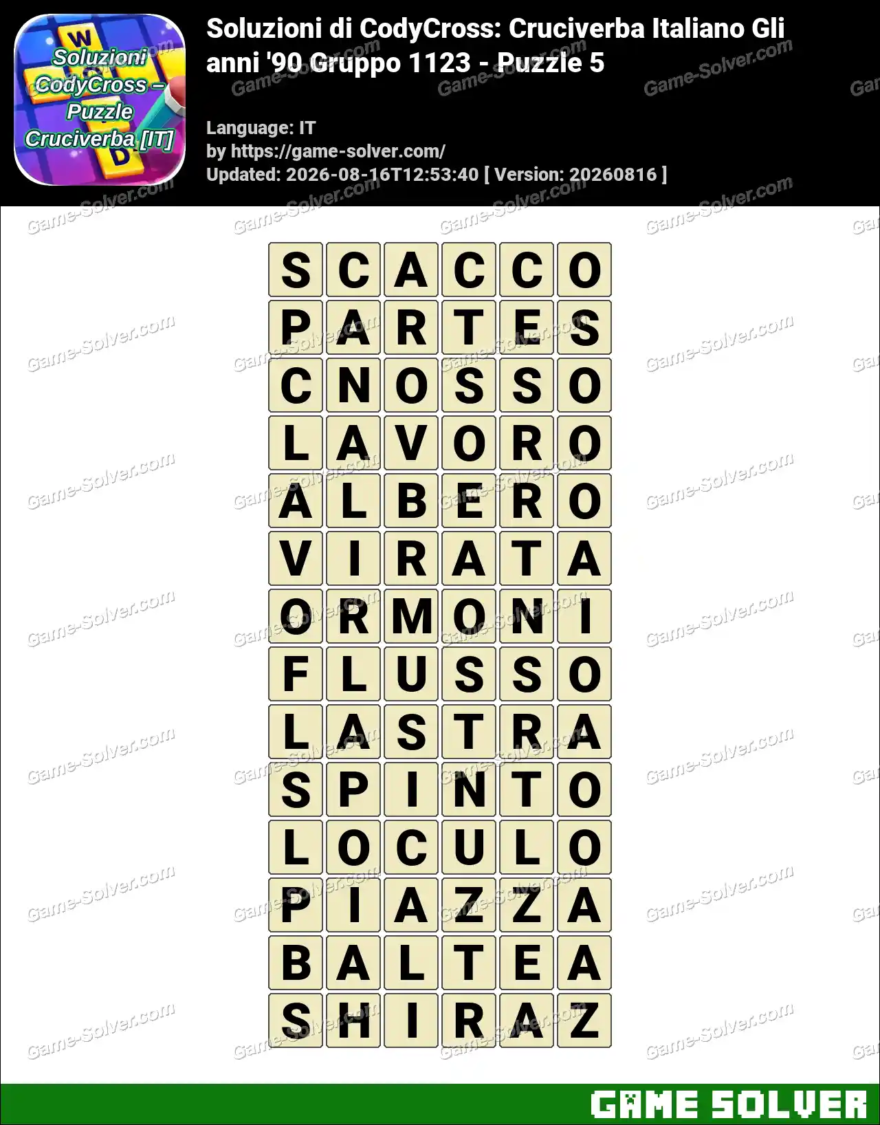 Soluzioni di CodyCross: Cruciverba Italiano Gli anni ’90 Gruppo 1123 – Puzzle 5